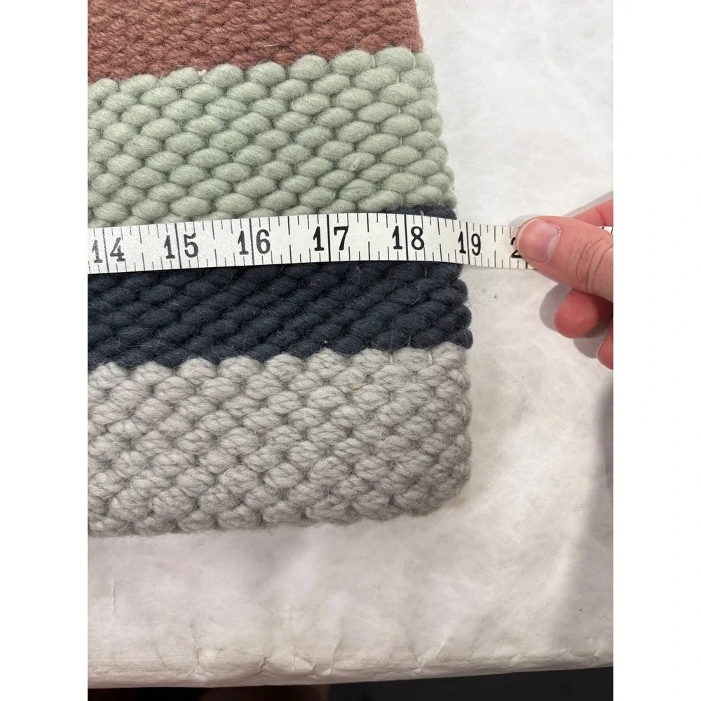 Handwoven Wool Multi-Textured Striped Boho Pillow Cover 19x19 Square
